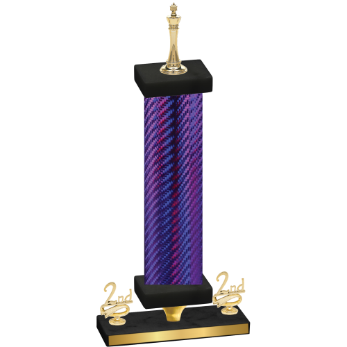 Premium Single Purple Carbon Fiber Second Place Chess Trophy