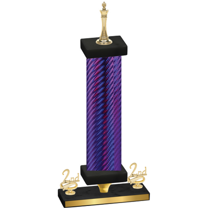 Premium Single Purple Carbon Fiber Second Place Chess Trophy