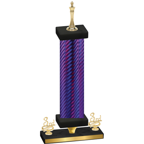 Premium Single Purple Carbon Fiber Third Place Chess Trophy