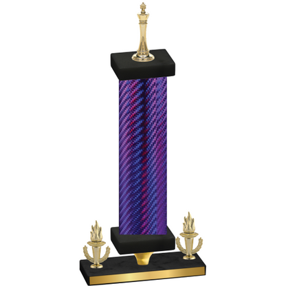 Premium Single Purple Carbon Fiber Victory Chess Trophy