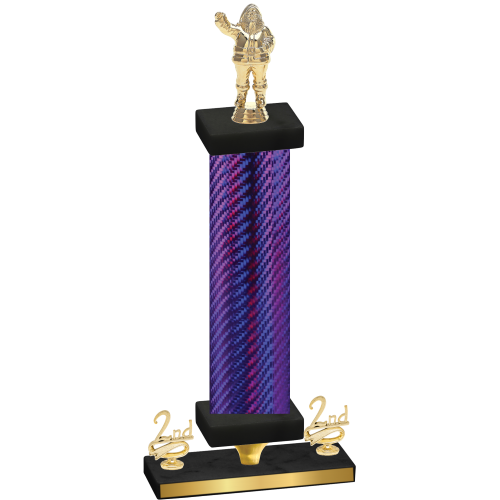 Premium Single Purple Carbon Fiber Second Place Holiday Trophy