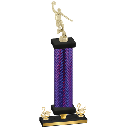 Premium Single Purple Carbon Fiber Second Place Basketball Trophy