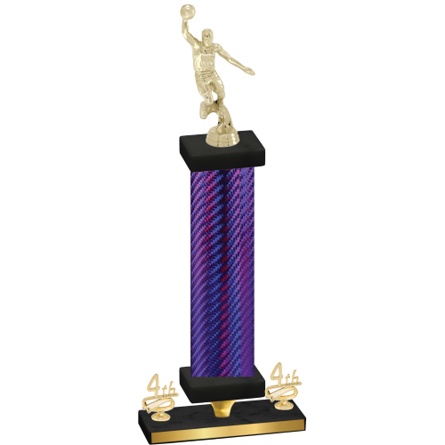 Premium Single Purple Carbon Fiber Fourth Place Basketball Trophy