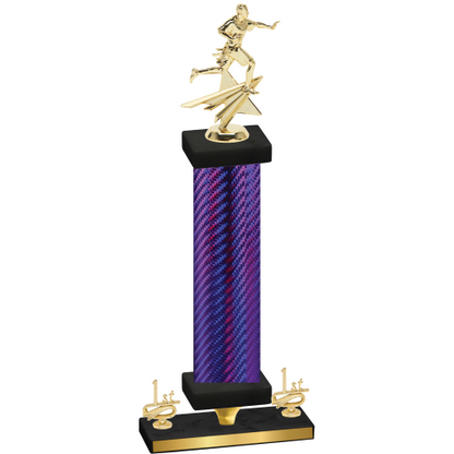 Premium Single Purple Carbon Fiber First Place Flag Football Trophy