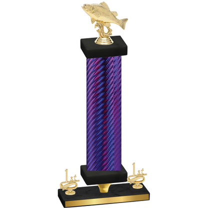 Premium Single Purple Carbon Fiber First Place Fishing Trophy