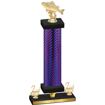 Premium Single Purple Carbon Fiber Second Place Fishing Trophy