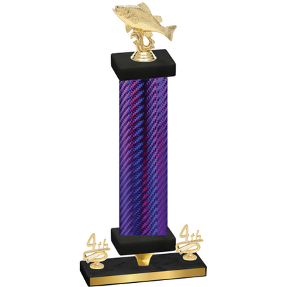 Premium Single Purple Carbon Fiber Fourth Place Fishing Trophy