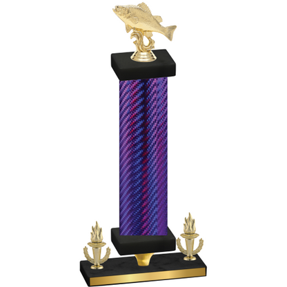 Premium Single Purple Carbon Fiber Victory Fishing Trophy