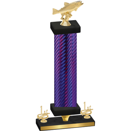 Premium Single Purple Carbon Fiber First Place Fishing Trophy