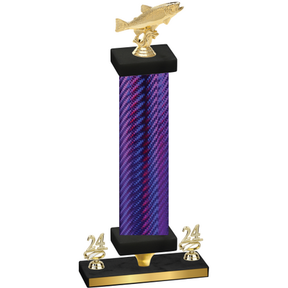 Premium Single Purple Carbon Fiber Year Fishing Trophy