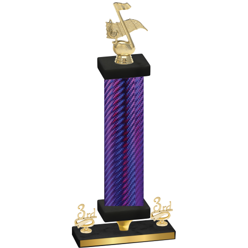 Premium Single Purple Carbon Fiber Third Place Music Trophy