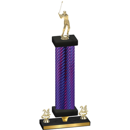 Premium Single Purple Carbon Fiber Year Golf Trophy