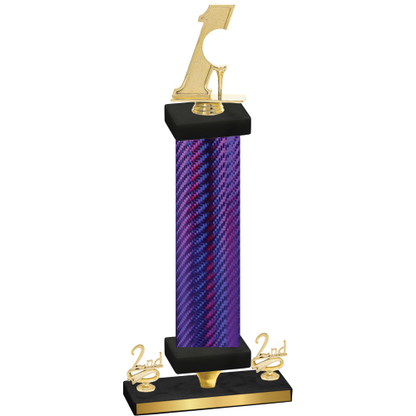 Premium Single Purple Carbon Fiber Second Place Golf Trophy