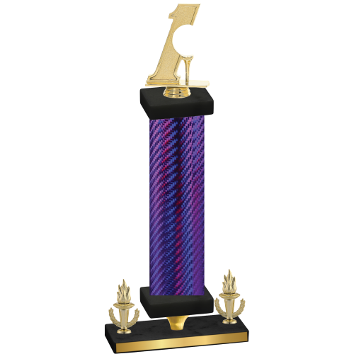 Premium Single Purple Carbon Fiber Victory Golf Trophy