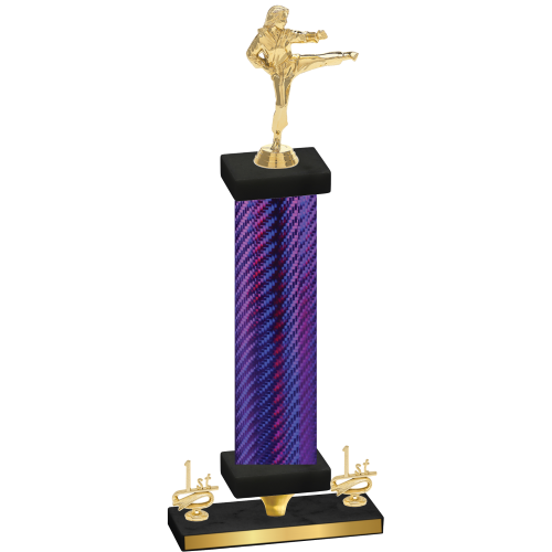 Premium Single Purple Carbon Fiber First Place Karate Trophy