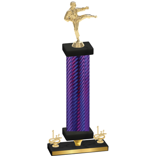 Premium Single Purple Carbon Fiber First Place Karate Trophy