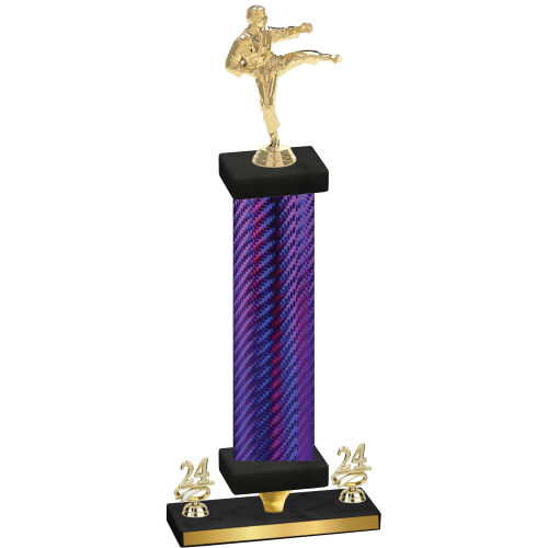 Premium Single Purple Carbon Fiber Year Karate Trophy