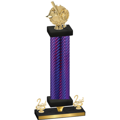 Premium Single Purple Carbon Fiber Second Place Baseball Trophy