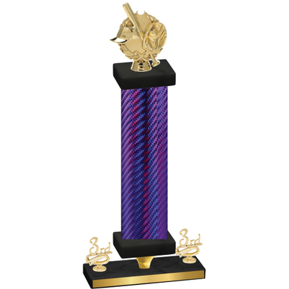 Premium Single Purple Carbon Fiber Third Place Baseball Trophy