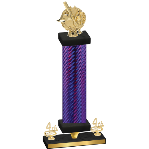 Premium Single Purple Carbon Fiber Fourth Place Baseball Trophy