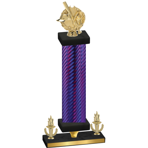 Premium Single Purple Carbon Fiber Victory Baseball Trophy