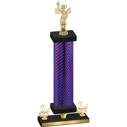 Premium Single Purple Carbon Fiber Second Place Academics Trophy