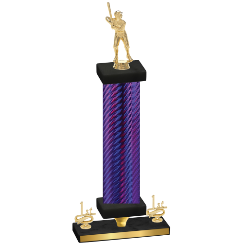 Premium Single Purple Carbon Fiber First Place Baseball Trophy