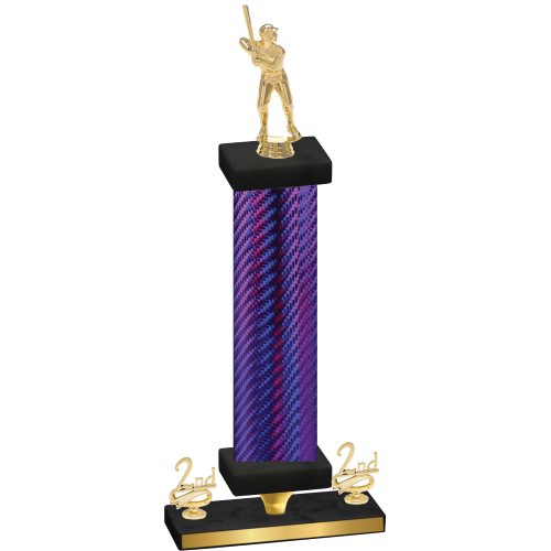 Premium Single Purple Carbon Fiber Second Place Baseball Trophy