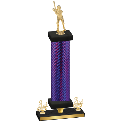 Premium Single Purple Carbon Fiber Third Place Baseball Trophy