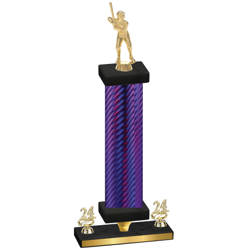 Premium Single Purple Carbon Fiber Year Baseball Trophy