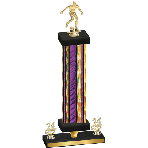 Premium Single Purple Glacier Year Soccer Trophy