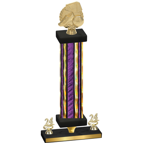 Premium Single Purple Glacier Year Soccer Trophy