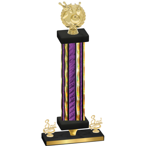 Premium Single Purple Glacier Third Place Bowling Trophy