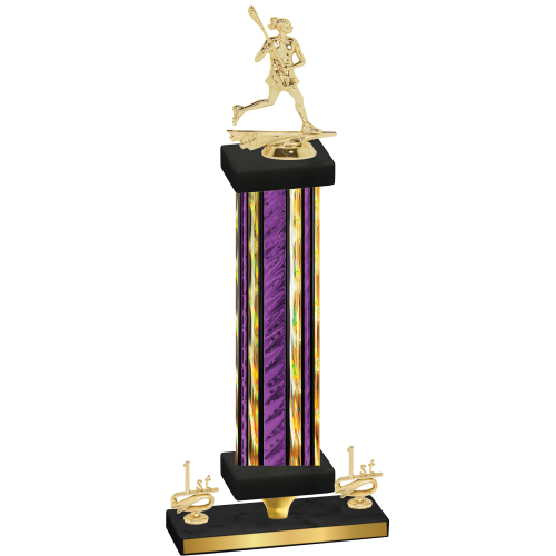 Premium Single Purple Glacier First Place Lacrosse Trophy