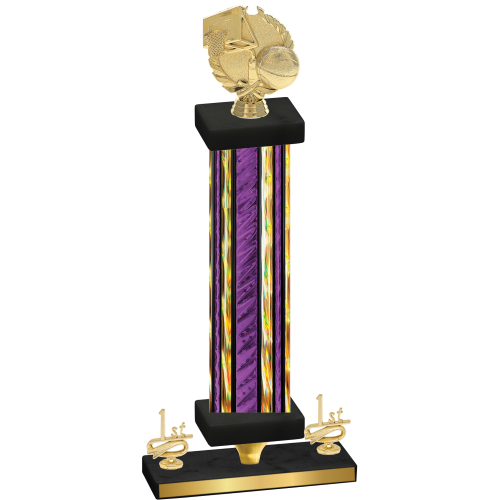 Premium Single Purple Glacier First Place Basketball Trophy