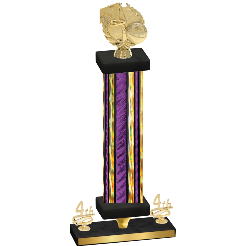 Premium Single Purple Glacier Fourth Place Basketball Trophy