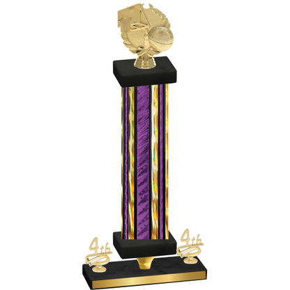 Premium Single Purple Glacier Fourth Place Basketball Trophy