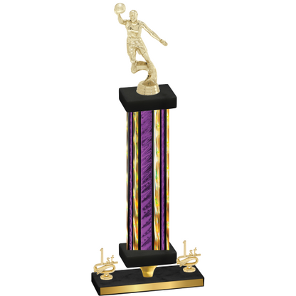 Premium Single Purple Glacier First Place Basketball Trophy