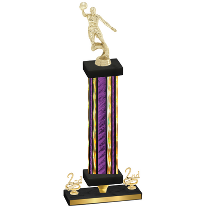 Premium Single Purple Glacier Second Place Basketball Trophy