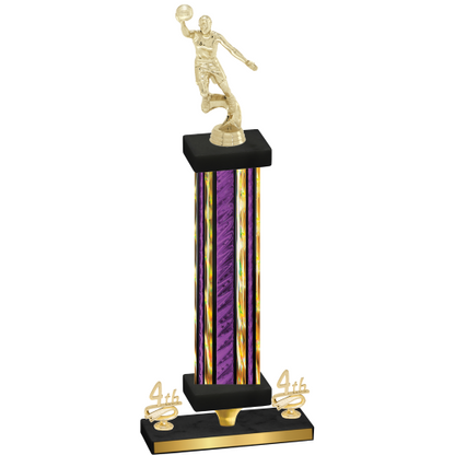 Premium Single Purple Glacier Fourth Place Basketball Trophy