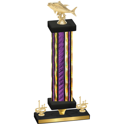 Premium Single Purple Glacier First Place Fishing Trophy