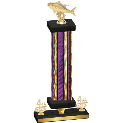 Premium Single Purple Glacier Fourth Place Fishing Trophy