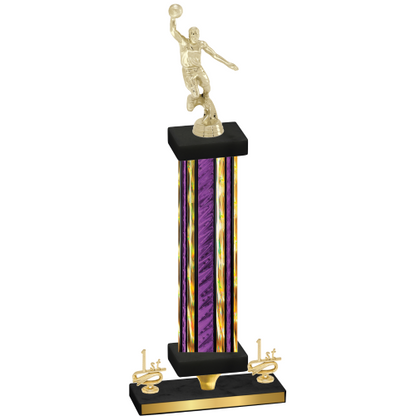 Premium Single Purple Glacier First Place Basketball Trophy