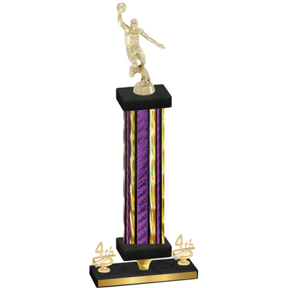 Premium Single Purple Glacier Fourth Place Basketball Trophy