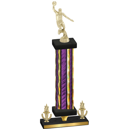 Premium Single Purple Glacier Victory Basketball Trophy