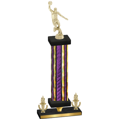 Premium Single Purple Glacier Victory Basketball Trophy