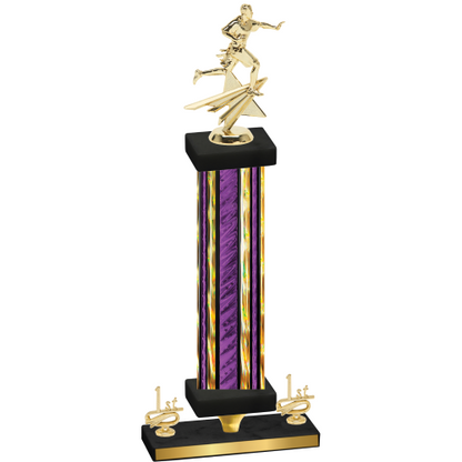 Premium Single Purple Glacier First Place Flag Football Trophy