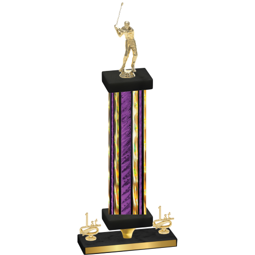 Premium Single Purple Glacier First Place Golf Trophy