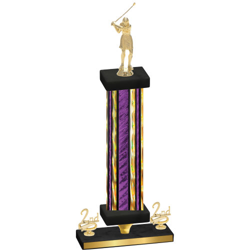 Premium Single Purple Glacier Second Place Golf Trophy