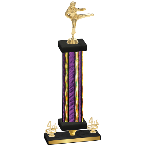 Premium Single Purple Glacier Fourth Place Karate Trophy